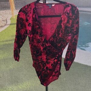 Modcloth Crimson Floral Bodysuit